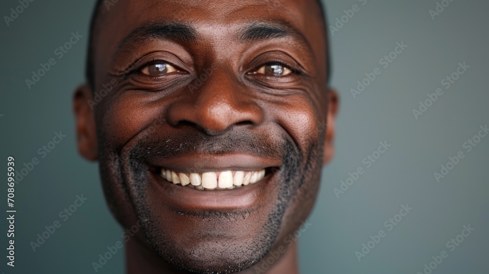 Poster a close up shot of a man with a smile on his face. perfect for portraying happiness and positivity i