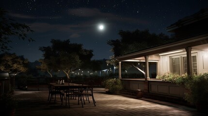 natural light from the stars and any ambient light sources to create a realistic night scene.