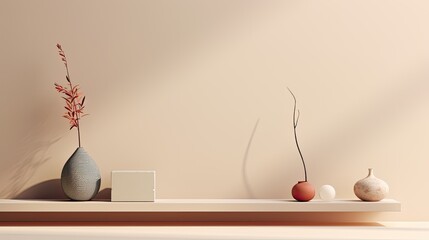 Neatly placed accessories on a flat beige pastel background, leaving plenty of space for text and maintaining a clean look.