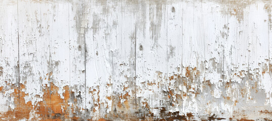 Vintage White Distressed Wood Background with Rusty Accents