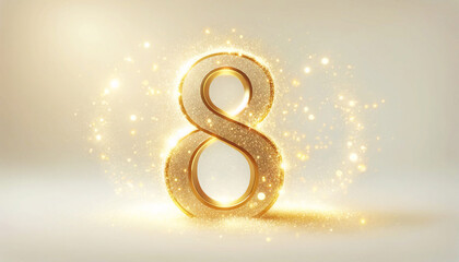 A Video of Golden Number Eight with Sparkling Glitter – Perfect for Eighth Place Celebrations, Anniversaries, and Special Occasions
