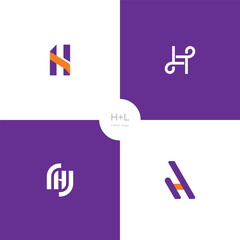 Swoosh letter HL logo design for business Vector