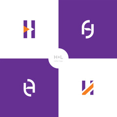 Swoosh letter HL logo design for business Vector