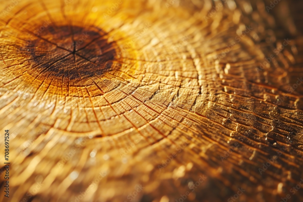 Poster A detailed close up view of the texture and grain of a piece of wood. This image can be used for various projects requiring a natural and rustic feel