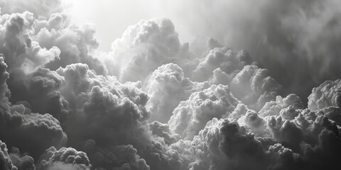 A black and white photo of a cloudy sky. Ideal for adding a dramatic touch to any project - Powered by Adobe