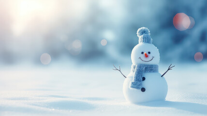 Cute Christmas Snowman in a Winter Wonderland