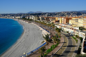 Fototapeta na wymiar Nice, French Riviera, France seafront and beach