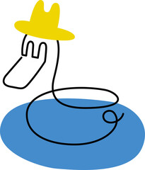 Line drawing of a duck in a yellow hat