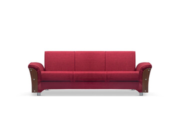 tripple seater Red folding sofa, bench on white background