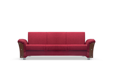 tripple seater Red folding sofa, bench on white background