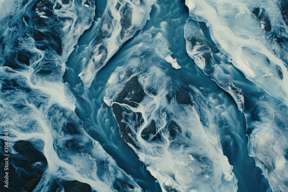 Poster a close up view of a river with water flowing through it. this image can be used to depict the beaut