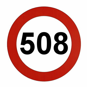 Illustration des Stra&szlig;enverkehrszeichens "Maximale Geschwindigkeit 508 Kilometer pro Stunde"	