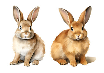 Obraz premium Bunny, rabbit, watercolor clipart illustration with isolated background.
