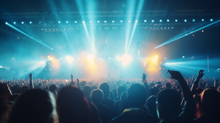 Fototapeta na wymiar Crowd of people dancing at concert