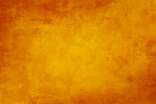 Orange autumn background vector, marbled watercolor painted texture design, thanksgiving or halloween orange color for fall, dark orange and red border and yellow center, vintage texture grunge