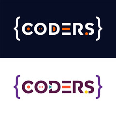 CODERS text logo vector, CODERS typography logo design template