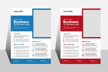 Simple attractive corporate business flyer template design with blue and red color.	
 - obrazy, fototapety, plakaty