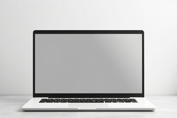 Office designer technology business background screen white computer desk blank laptop modern table