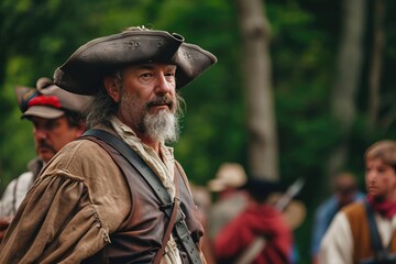 Fototapeta premium Historical reenactor in period costume Bringing history to life in a realistic setting