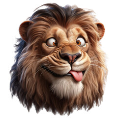 Naklejka premium Funny looking cartoon lion on transparent background