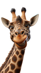 Obraz premium Funny looking cartoon giraffe on transparent background