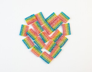 marmalade rainbow heart isolated on white background, valentines day, romantic