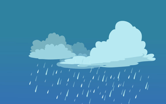 llustration of Cloud and rain on dark background. heavy rain rainy season paper cut and flat style. vector illustration.