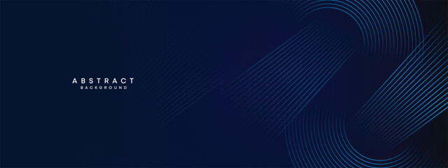 Abstract Dark Blue Waving circles lines Technology Background. Modern gradient with glowing lines shiny geometric shape and diagonal, for brochure, cover, poster, banner, website, header
