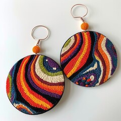 Large round textile earrings
