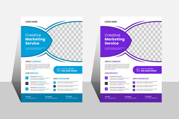 Corporate Business Flyer Template Set. Editable Marketing Flyer Layout with Photo Placeholder. A4 Size for Company Promotion and Advertising