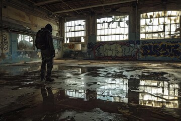 Urban explorer in an abandoned building Capturing the allure of forgotten places