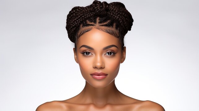 portrait of a beautiful black woman with braided hair