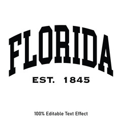 Florida text effect vector. Editable college t-shirt design printable text effect vector