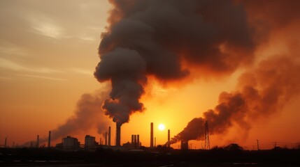 Polluted Horizons: A panoramic view tainted by the presence of factory smoke, portraying the far-reaching impact of industrial emissions.