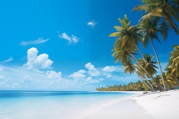 Fototapeta na wymiar Palm on the beach, white beach with palm trees beautiful stock photo cover vacation ocean sea nature sand