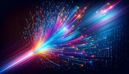 Naklejka premium Binary Code Blossoms into a Luminescent Spectrum of Data Transmission