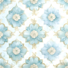 Obraz premium Cerulean Petal Symphony: Decorative Floral Artwork