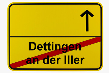 Illustration eines Ortsausgangsschildes von Dettingen an der Iller in Baden-Württemberg	