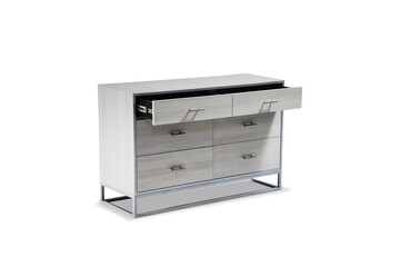 Antique Dressing Table with wood frame Mirror isolated on white background