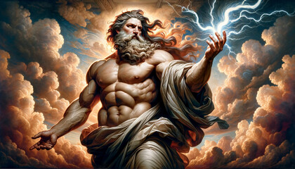 Zeus god of thunder from Greek mythology - obrazy, fototapety, plakaty