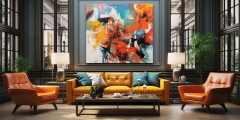 creating a seamless blend of art and interior aesthetics. This image showcases the versatility and impact of a well-placed poster 