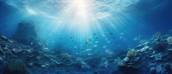 Fototapeta na wymiar Underwater coral reef landscape with tropical fish. Marine life ecosystem.