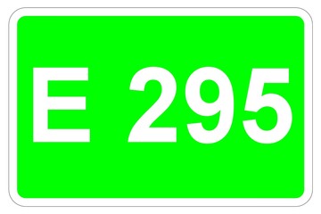 Illustration eines Europastraßenschildes der E 295 in Europa	