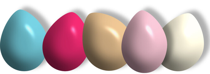 decorated and colored Easter eggs - card, background -pink, light blue, cream, brown colors - spring vector graphics, spring holidays and Easter period - three-dimensional effect

