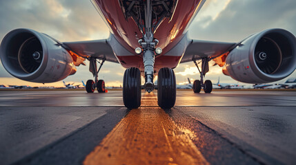 Takeoff and landing of an airplane that captures and mesmerizes the spirit with a beautiful background at speed