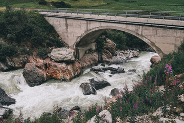 bridge over the river in the mountains