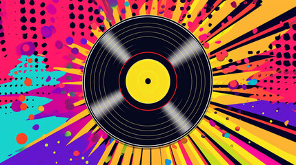 Wow pop art Record. Vector colorful background in pop art retro comic style.