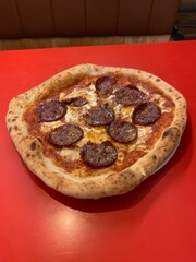 Venison pepperoni pizza