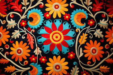 Central Asian Suzani embroidery as part of a cultural display