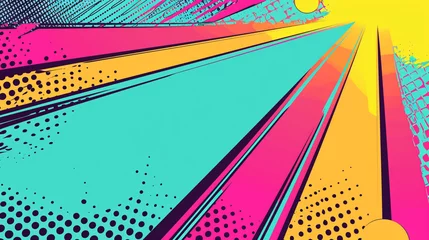 Tuinposter Wow pop art Road. Vector colorful background in pop art retro comic style. © Furkan